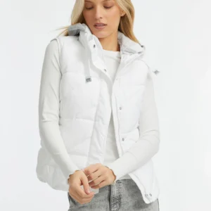 Quilted vest with a hood