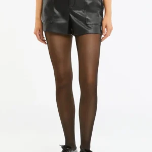 Faux leather trapeze shorts