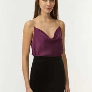 Satin top with chain straps
